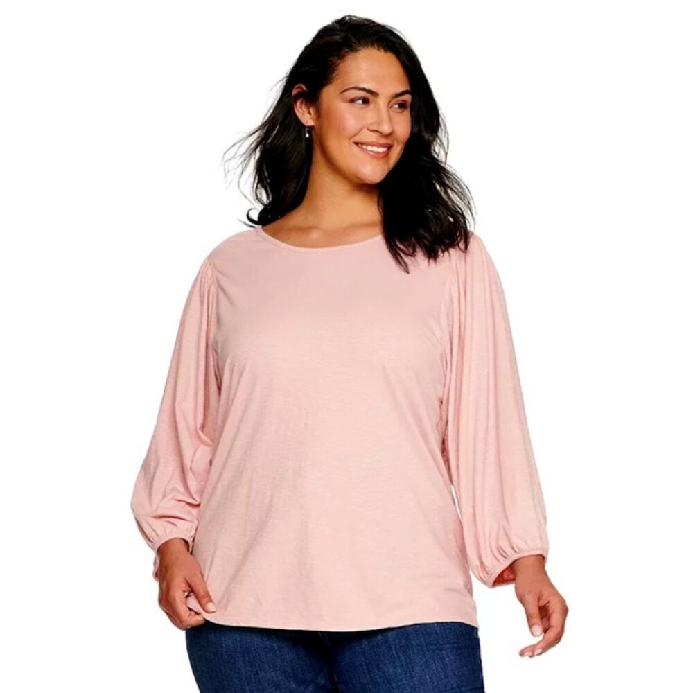 💥3/$15💥NWT Sonoma Goods For Life Slubbed Bell-Sleeve Top, Lavender Dawn - 1X